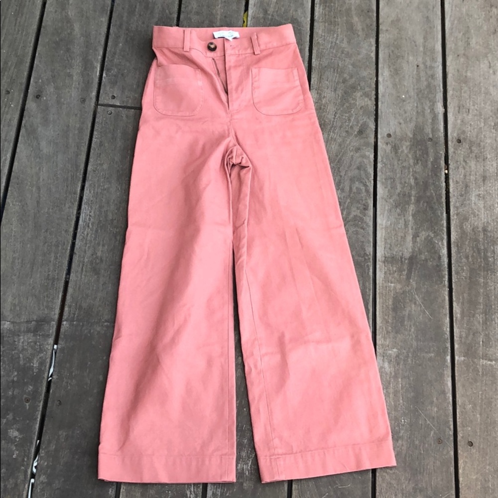 Red button pants